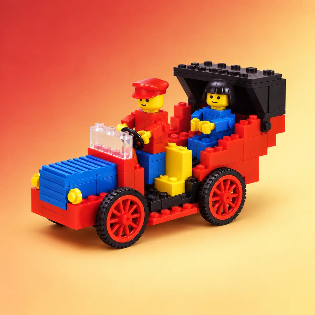 LEGO® Building Set with People set 196 met klassieke auto en twee grote bouwfiguren