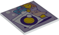 Part 10202pb024 - Tile 6 x 6 with Bottom Tubes with Minifigure and Washing Machine Pattern - De BrickPlaats