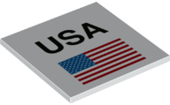 Part 10202pb028 - Tile 6 x 6 with Bottom Tubes with 'USA' and United States Flag Pattern - De BrickPlaats
