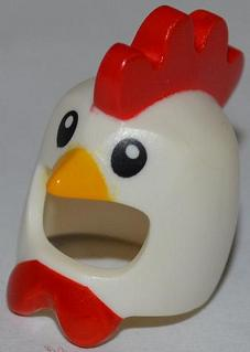Part 11262pb01 - Minifigure, Headgear Head Cover, Costume Chicken with Yellow Beak, Red Comb and Wattle Pattern - De BrickPlaats