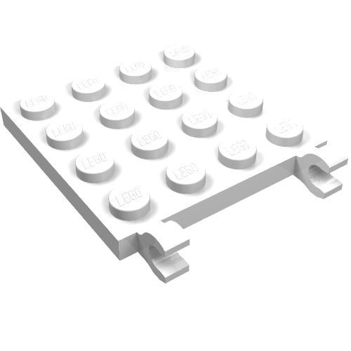 Part 11399 - Plate, Modified 4 x 4 with 2 Open O Clips (Horizontal Grip) - De BrickPlaats