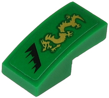 Part 11477pb085L - Slope, Curved 2 x 1 x 2/3 with Gold Dragon and Black Jagged Line Pattern Model Left Side (Sticker) - Set 71700 - De BrickPlaats