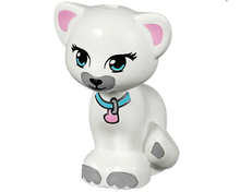 Part 11602pb02 - Cat, Friends / Elves, Sitting with Medium Azure Eyes and Collar with Bright Pink Heart Tag, Black Nose and Light Bluish Gray Patches Pattern (Jewel) - De BrickPlaats