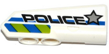Part 11946pb017 - Technic, Panel Fairing #21 Very Small Smooth, Side B with Silver Star, 'POLICE' and Blue and Lime Danger Stripes Pattern (Sticker) - Set 42047 - De BrickPlaats