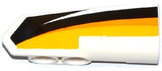 Part 11946pb018 - Technic, Panel Fairing #21 Very Small Smooth, Side B with Yellow, Orange and White Stripes on Black Background Pattern (Sticker) - Set 42044 - De BrickPlaats