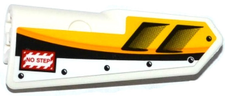 Part 11946pb019 - Technic, Panel Fairing #21 Very Small Smooth, Side B with Air Intakes, 'NO STEP' and Yellow, Orange and White Stripes Pattern (Sticker) - Set 42044 - De BrickPlaats