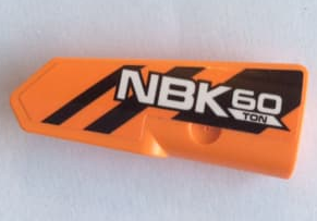 Part 11946pb050 - Technic, Panel Fairing #21 Very Small Smooth, Side B with 'NBK60 TON' and Black Stripes Pattern (Sticker) - Set 42062 - De BrickPlaats