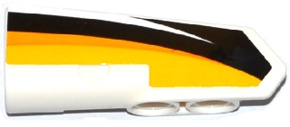Part 11947pb018 - Technic, Panel Fairing #22 Very Small Smooth, Side A with Yellow, Orange and White Stripes on Black Background Pattern (Sticker) - Set 42044 - De BrickPlaats