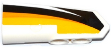 Part 11947pb018 - Technic, Panel Fairing #22 Very Small Smooth, Side A with Yellow, Orange and White Stripes on Black Background Pattern (Sticker) - Set 42044 - De BrickPlaats