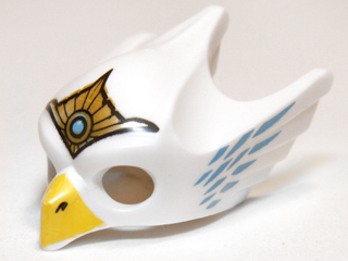 Part 12549pb04 - Minifigure, Headgear Mask Bird / Eagle with Yellow Beak, Gold Tiara, and Medium Blue Feathers Pattern - De BrickPlaats