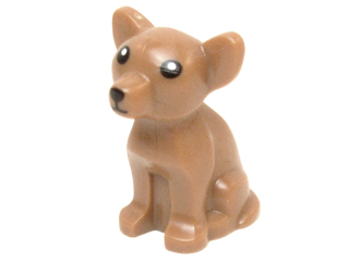 Part 12888pb01 - Dog, Chihuahua with Black Eyes, Nose and Mouth and White Pupils Pattern - De BrickPlaats