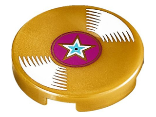 Part 14769pb050 - Tile, Round 2 x 2 with Bottom Stud Holder with Vinyl Record with Magenta Center and Star Pattern - De BrickPlaats