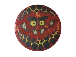 Part 14769pb089 - Tile, Round 2 x 2 with Bottom Stud Holder with Globlin Face with Small Teeth Pattern - De BrickPlaats