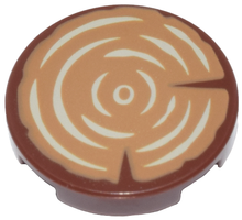 Part 14769pb196 - Tile, Round 2 x 2 with Bottom Stud Holder with Tree Stump / Wood Grain Pattern - De BrickPlaats