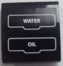 Part 15068pb007 - Slope, Curved 2 x 2 x 2/3 with 'WATER' and 'OIL' with White Outline Pattern (Sticker) - Set 60052 - De BrickPlaats