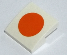 Part 15068pb385 - Slope, Curved 2 x 2 x 2/3 with Orange Circle Pattern - De BrickPlaats