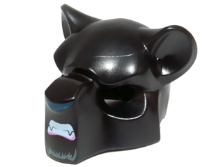 Part 15084pb05 - Minifigure, Headgear Mask Feline with Dark Blue Nose, Fangs and Gray Fur Pattern - De BrickPlaats