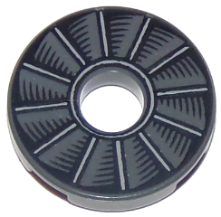 Part 15535pb01 - Tile, Round 2 x 2 with Hole with Rotor Blade Pattern - De BrickPlaats