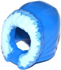 Part 15541pb01 - Minifigure, Headgear Hood Fur-lined, Short, Narrow Facial Opening with Bright Light Blue Fur Edge Pattern - De BrickPlaats