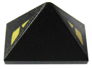 Part 15571pb01 - Slope 45 2 x 1 Triple with Bottom Stud Holder with Triangular Yellow Eyes Pattern - De BrickPlaats