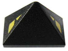 Part 15571pb01 - Slope 45 2 x 1 Triple with Bottom Stud Holder with Triangular Yellow Eyes Pattern - De BrickPlaats