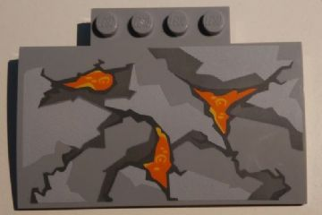 Part 15625pb011 - Slope, Curved 5 x 8 x 2/3 with 4 Studs with Cracks and Lava Pattern (10722) - De BrickPlaats