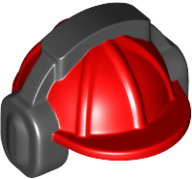 Part 18899pb01 - Minifigure, Headgear Helmet Construction with Molded Black Ear Protectors / Headphones Pattern - De BrickPlaats