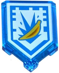 Part 22385pb024 - Tile, Modified 2 x 3 Pentagonal with Nexo Power Shield Pattern - Banana Bombs - De BrickPlaats