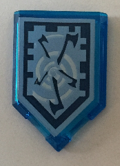 Part 22385pb043 - Tile, Modified 2 x 3 Pentagonal with Nexo Power Shield Pattern - Whirlwind - De BrickPlaats