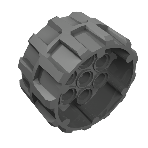 Part 22410 - Wheel Hard Plastic, Treaded with 7 Pin Holes (37mm D. x 22mm) - De BrickPlaats
