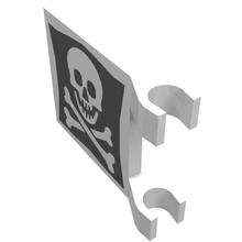 Part 2335p30 - Flag 2 x 2 Square with Rounded Skull and Crossbones on Black Background Pattern on Both Sides (Jolly Roger) - De BrickPlaats