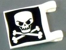 Part 2335pb030 - Flag 2 x 2 Square with Evil Skull and Crossbones on Black Background Pattern on Both Sides (Jolly Roger) - De BrickPlaats
