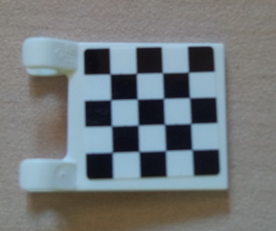 Part 2335pb077 - Flag 2 x 2 Square with Checkered Pattern on One Side, Black Corners (Sticker) - De BrickPlaats