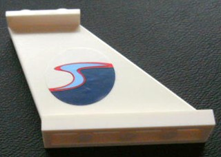 Part 2340pb020R - Tail 4 x 1 x 3 with Dark Blue, Medium Blue and Red Wave Pattern on Right Side (Sticker) - Set 4642 - De BrickPlaats