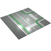 Part 2360p01 - Baseplate, Road 32 x 32 7-Stud T Intersection with Crosswalks Pattern - De BrickPlaats