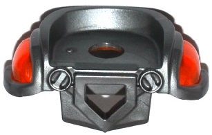Part 24097pb01 - Minifigure Armor Breastplate with Pentagonal Cutout on Front and 2 Studs on Back with Molded Trans-Neon Orange Shoulder Pads Pattern - De BrickPlaats