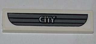 Part 2431pb0237 - Tile 1 x 4 with Dark Gray Car Grille and 'CITY' Pattern (Sticker) - Set 4432 - De BrickPlaats