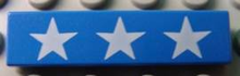 Part 2431px6 - Tile 1 x 4 with 3 White Stars Pattern - De BrickPlaats