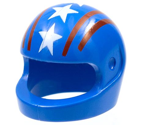 Part 2446px6 - Minifigure, Headgear Helmet Motorcycle (Standard) with Red Lines and White Stars Pattern - De BrickPlaats