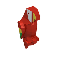 Part 2546p01 - Bird, Parrot with Small Beak with Green and Yellow Feathers, White Face and Yellow Beak Pattern - De BrickPlaats