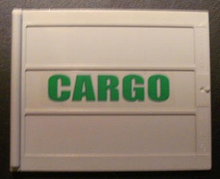 Part 2874pb02R - Door Sliding - Type 2 with Green 'CARGO' Pattern Right Side (Sticker) - Set 4512 - De BrickPlaats