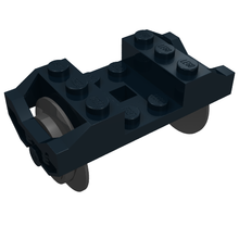 Part 2878c02 - Train Wheel RC, Holder with 2 Black Train Wheel RC Train and Chrome Silver Train Wheel RC Train, Metal Axle (2878 / 57878 / x1687) - De BrickPlaats