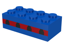 Part 3001oldpb01 - Brick 2 x 4 with Plane Windows 4 in Thin Red Stripe Pattern - De BrickPlaats