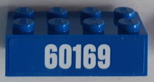 Part 3001pb179 - Brick 2 x 4 with White '60169' on Blue Background Pattern (Sticker) - Set 60169 - De BrickPlaats