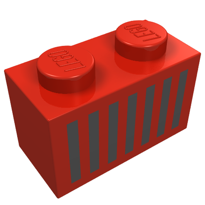 Part 3004p06 - Brick 1 x 2 with Black Grille with 7 Vertical Lines Pattern - De BrickPlaats