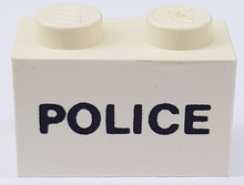 Part 3004pb003 - Brick 1 x 2 with Black 'POLICE' Pattern - De BrickPlaats