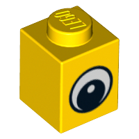Part 3005pb011 - Brick 1 x 1 with Eye Simple with Black and White Pattern, Circle in Pupil - De BrickPlaats