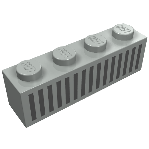 Part 3010p04 - Brick 1 x 4 with Black Grille with 15 Vertical Lines Pattern - De BrickPlaats