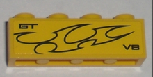 Part 3010pb115L - Brick 1 x 4 with 'GT V8' and Flames Pattern Model Left Side (Sticker) - Set 8196 - De BrickPlaats