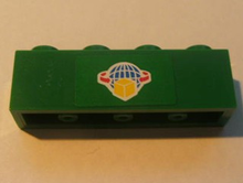 Part 3010pb123 - Brick 1 x 4 with Box and Arrows and Globe on Green Background Pattern (Sticker) - Set 7633 - De BrickPlaats